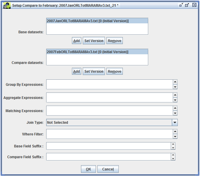Figure 4-34: Compare Dataset Set for Compare Datasets