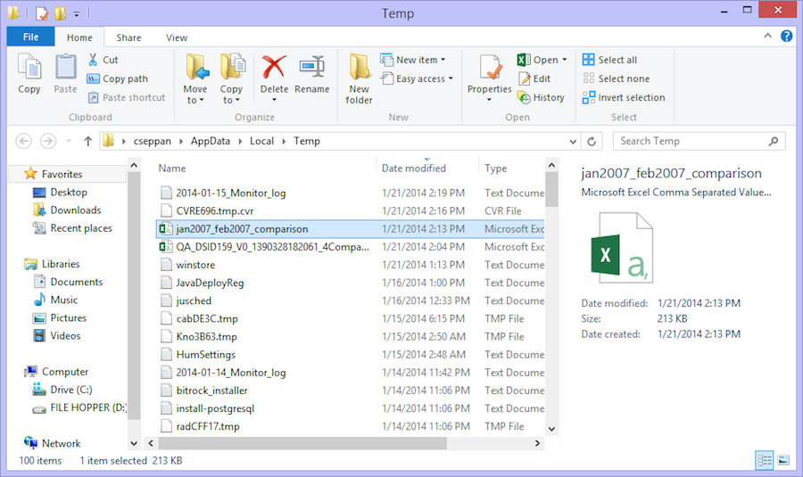 Figure 4-47: Downloaded QA Step Results in Windows Explorer