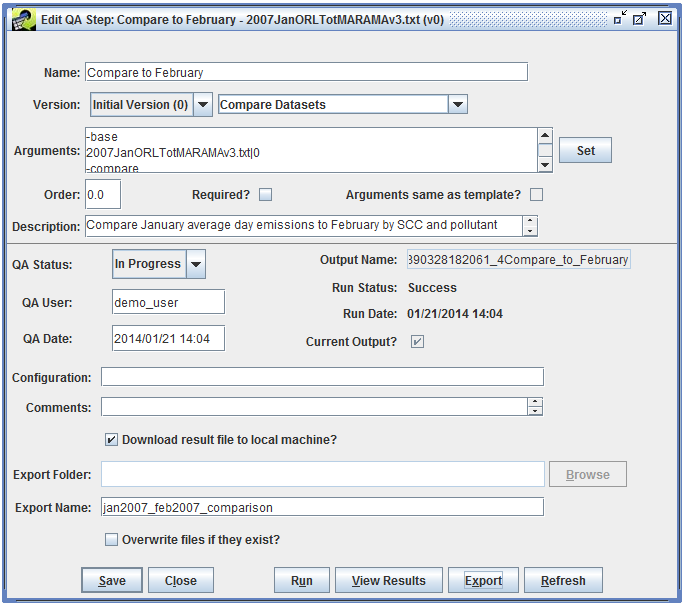 Figure 4-42: Ready to Export QA Step Results