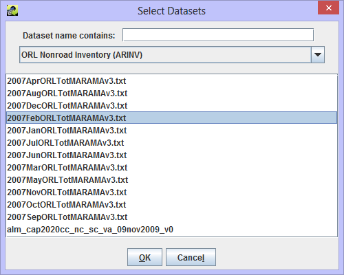 Figure 4-33: Select Compare Datasets