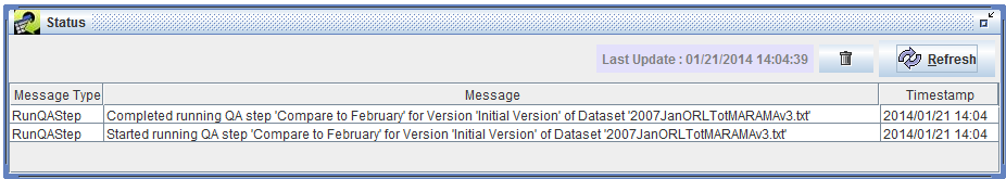 Figure 4-39: QA Step Running in Status Window