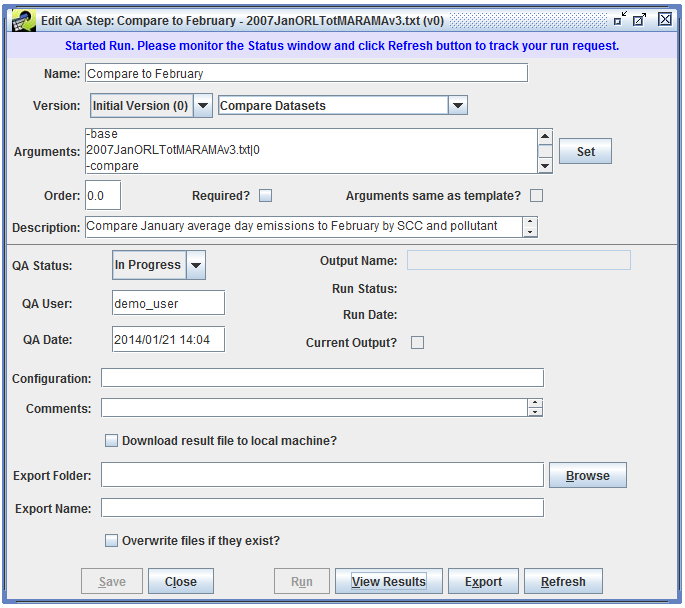 Figure 4-38: Started Running QA Step