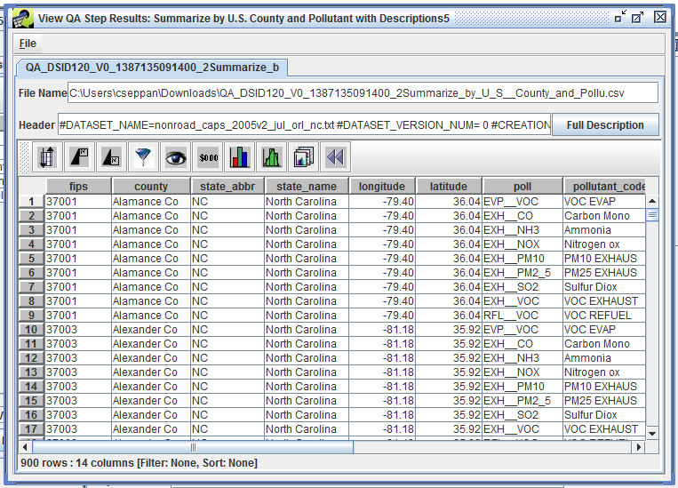 Figure 4-15: View QA Step Results with Latitude and Longitude Values