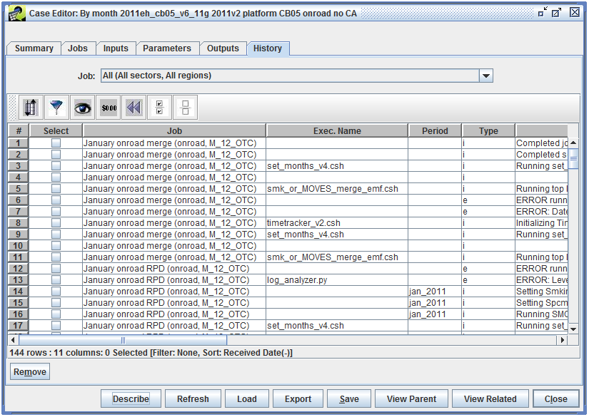 Figure 2-25: Case Editor - History Tab