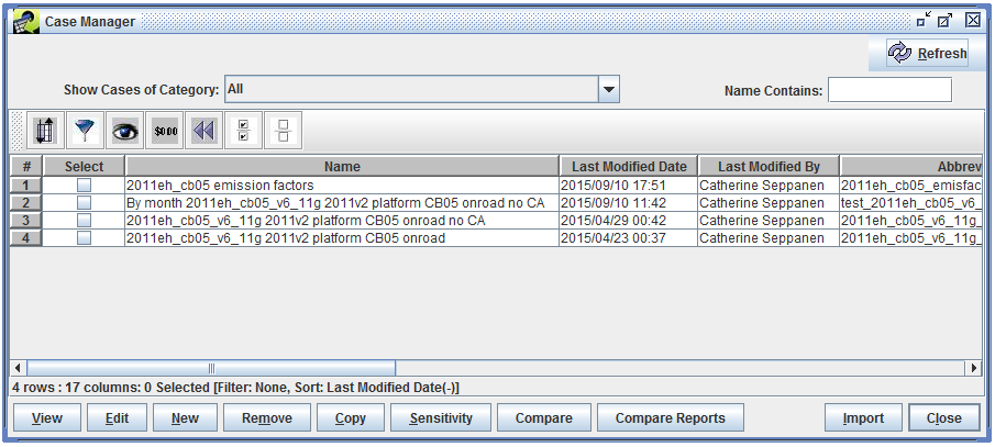 Figure 2-2: Case Manager showing all cases