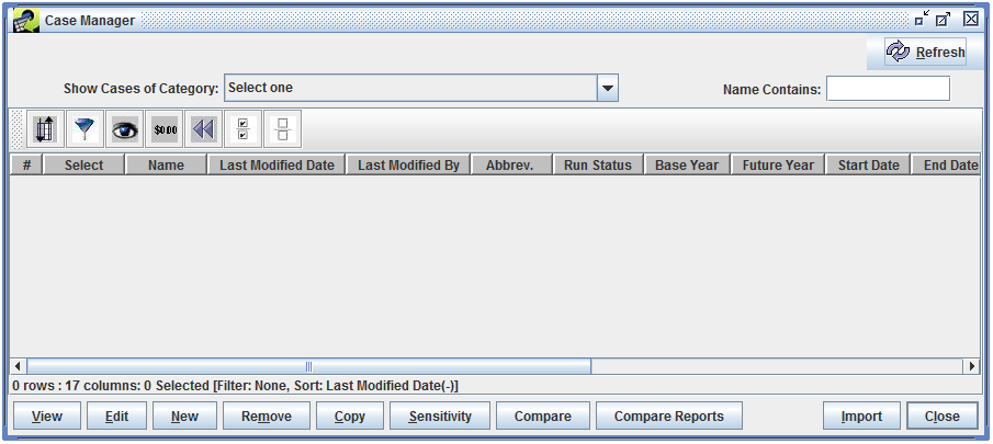 Figure 2-1: Case Manager (no category selected)