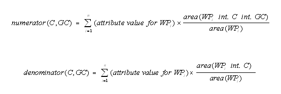 Numerator and denominator or the summation over weight polygons